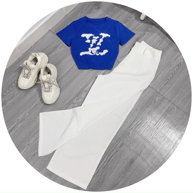 Sét áo sọc quần loe hình thật