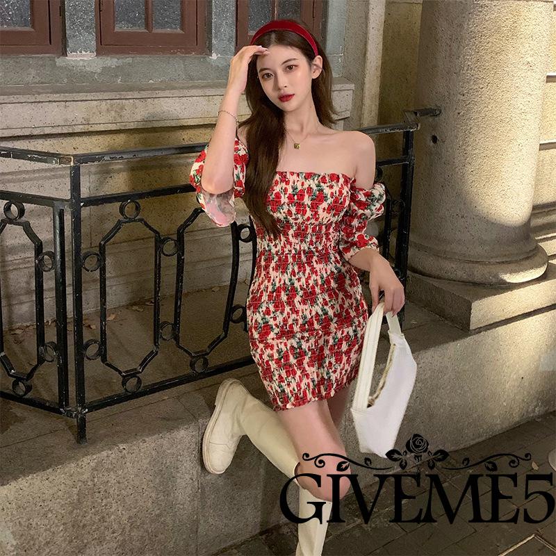 Váy body Trễ Vai In Họa Tiết Hoa Quyến Rũ Dành Cho Nữ