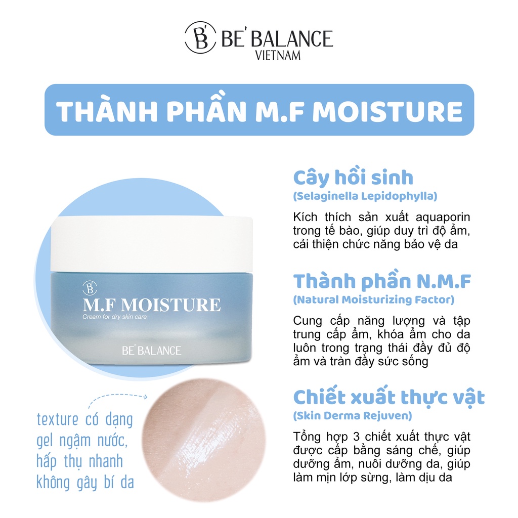 Kem dưỡng chuyên sâu cấp ẩm, phục hồi, bảo vệ da Be'Balance M.F Moisture Cream (50ml)