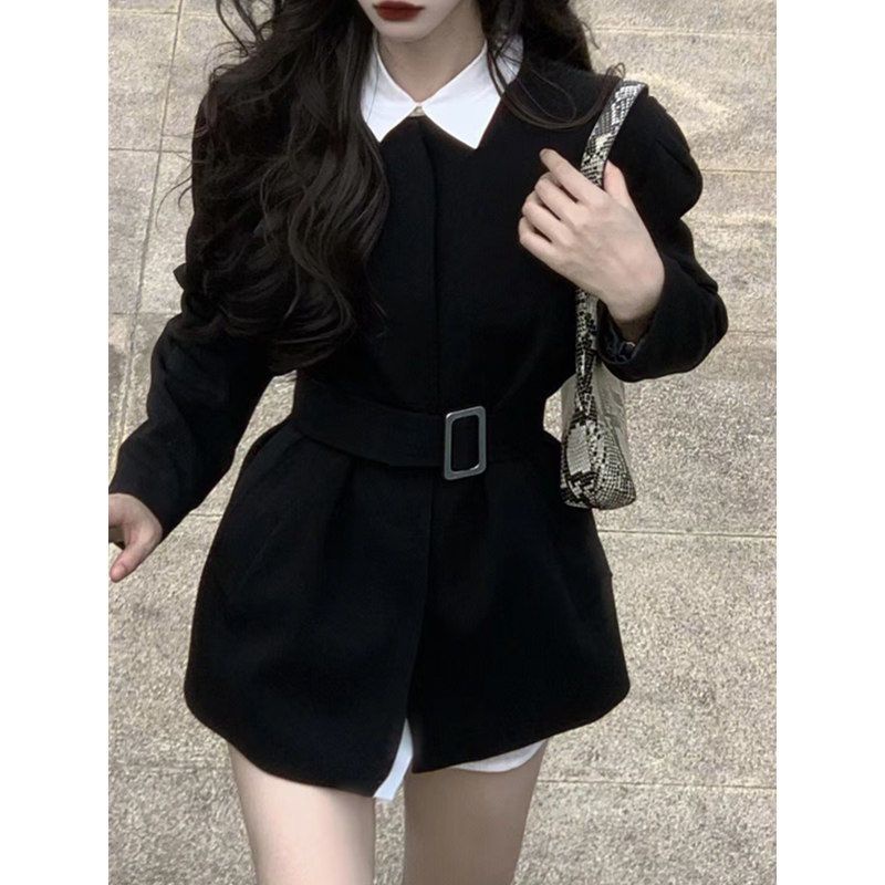 Áo Khoác Vest Tay Dài Dáng Rộng Màu Đen Phong Cách Retro Thời Trang Mùa Thu 2022 Cao Cấp Dành Cho Bạn Nữ