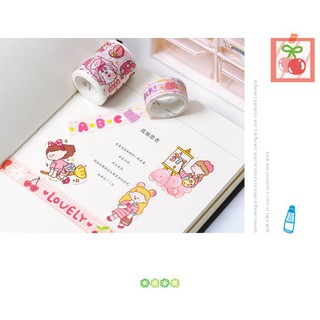 Hộp Washi Tape 5 Cuộn Băng Keo Sticker Giấy trang hoàng Sổ Lưu Niệm DIY