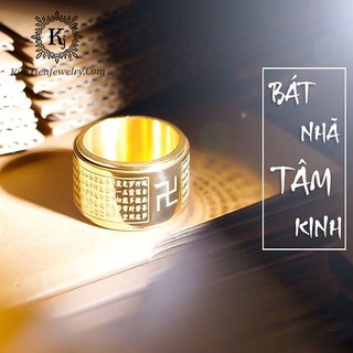 Nhẫn Phong Thủy Bát Nhã Tâm Kinh Chữ Vạn - Xoay 360 Độ - Mang Đến May Mắn Cho Bạn