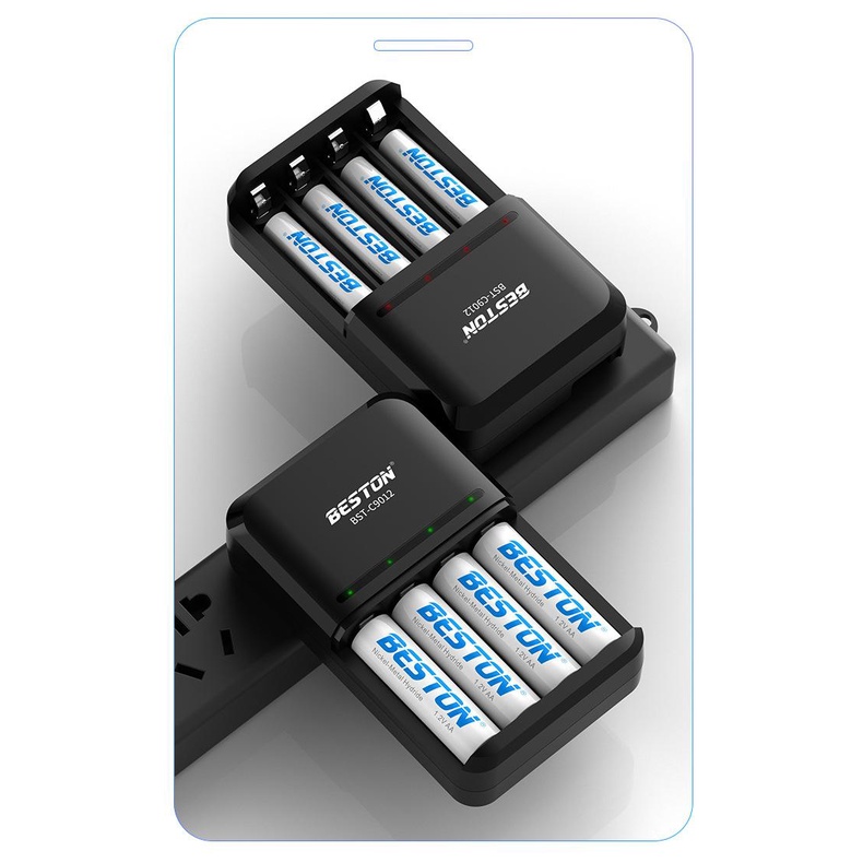 Sạc PinAA AAA Beston C9012 mẩu mới 2023 có tính năng sạc nhanh, tự ngắt khi đầy cho pin micro, đồ chơi, remote