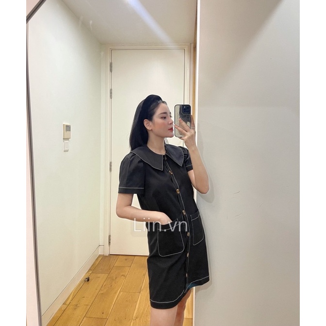 [Mã BMBAU50 giảm 50K đơn 150K] LIIN - Váy Nữ Dáng Suông Trapeze Khaki Dress Phối Túi Hộp Cổ Cách Điệu V00889 | BigBuy360 - bigbuy360.vn