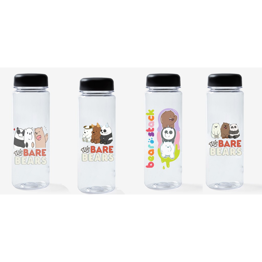 Bình nước ba anh em gấu nhựa in màu BNI2 500ml bình nước bare bear hoạt hình bình nước dễ thương