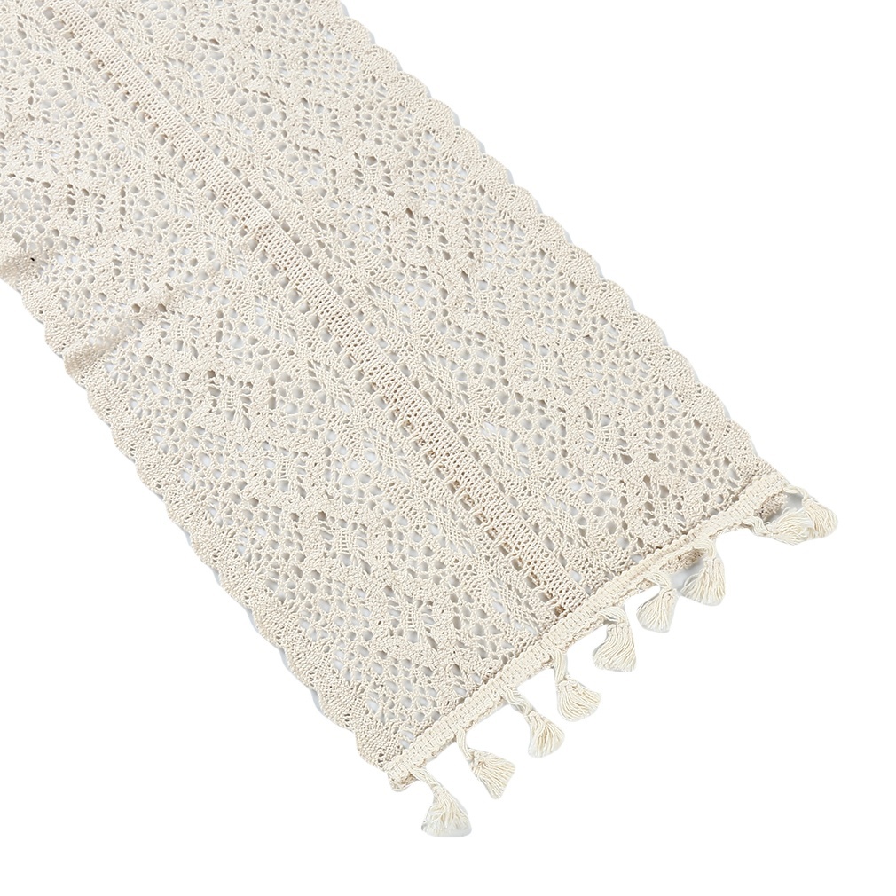 Thảm trải bàn trang trí đính tua rua bằng cotton tiện dụng