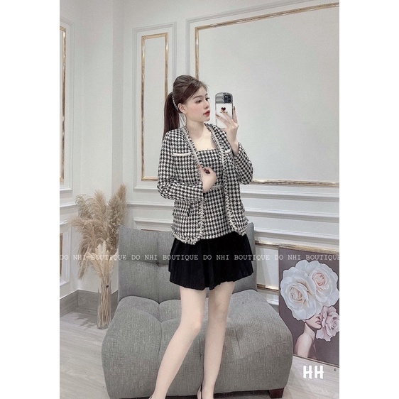 sét Áo dạ +Áo 2 dây viền ngọc sanh chảnh | BigBuy360 - bigbuy360.vn