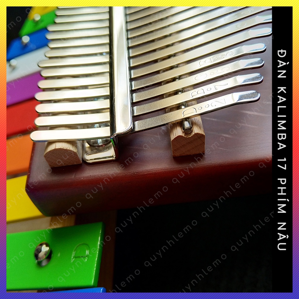 Đàn kalimba 17 phím nguyên khối QUYNHLEMO kèm búa chỉnh âm, Kalimba 17 phím màu nâu Manhogany hay không tịt