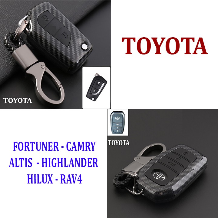 Bao chìa khóa Xe Hơi TOYOTA cacbon cao cấp theo hãng xe Innova-FORTUNER-CAMRY-ALTIS-HIGHLANDER-HILUX-RAV4