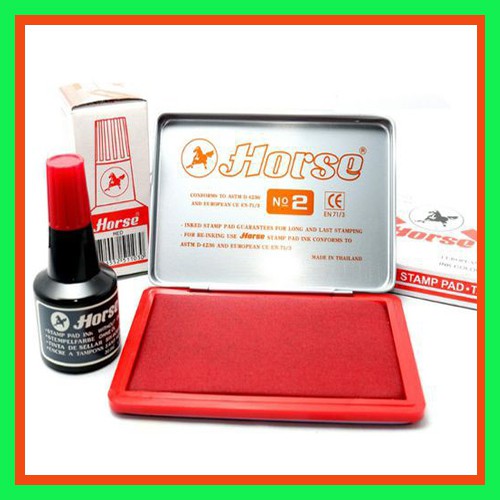 Khay mực lăn tay Horse NO.1/NO.2/NO.3-Tampon - Hộp dấu Chính Hãng