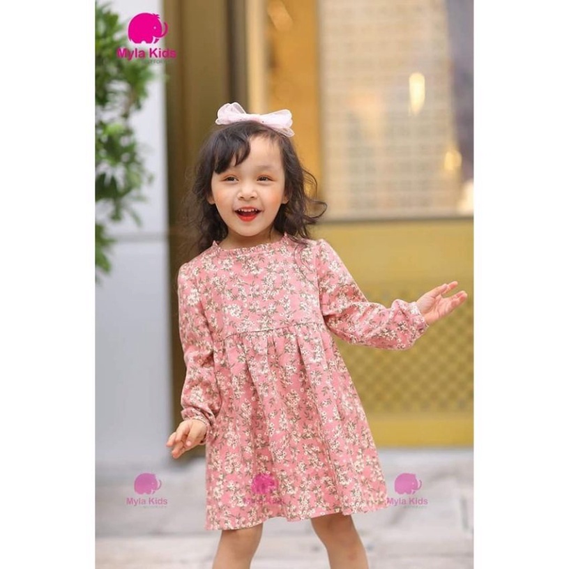 Váy hoa nhí cho bé gái, váy thu đông dài tay bé gái, váy công chúa cho bé 1-2-3-4-5-6-7-8-9-10 tuổi Ninas