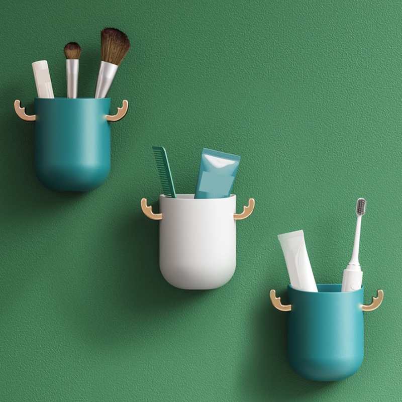 QQ Giá Đỡ Cốc Cứng Gắn Tường Màu Trắng / Xanh Lá Cho Phòng Tắm