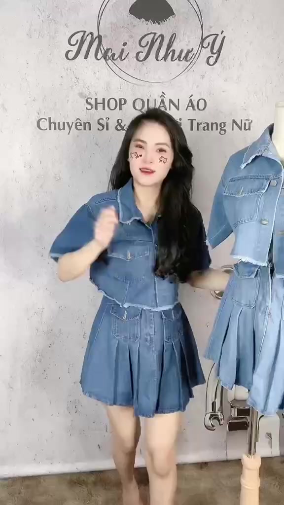 Set đồ nữ áo jean croptop kèm chân váy kiểu hàn quốc tôn dáng VD513 | BigBuy360 - bigbuy360.vn