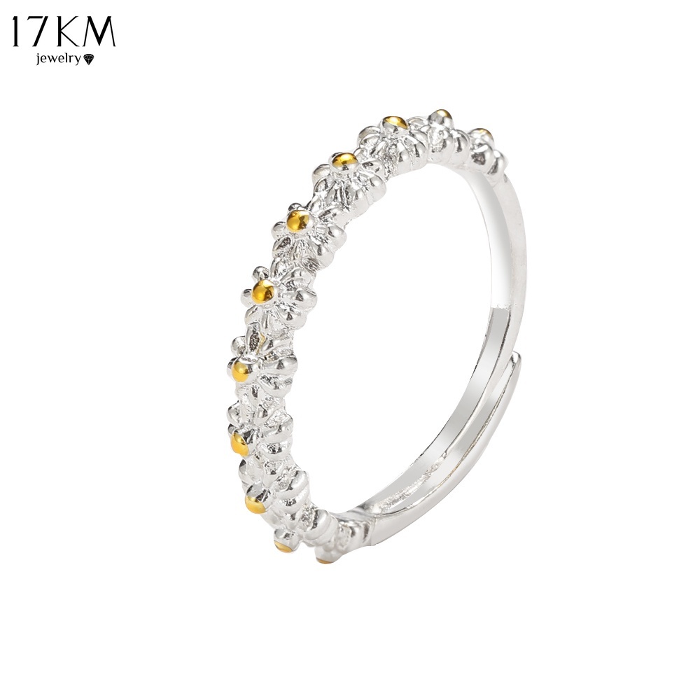 Nhẫn Hoa Cúc 17KM Có Thể Điều Chỉnh Phong Cách Hàn Quốc Retro Cho Nữ