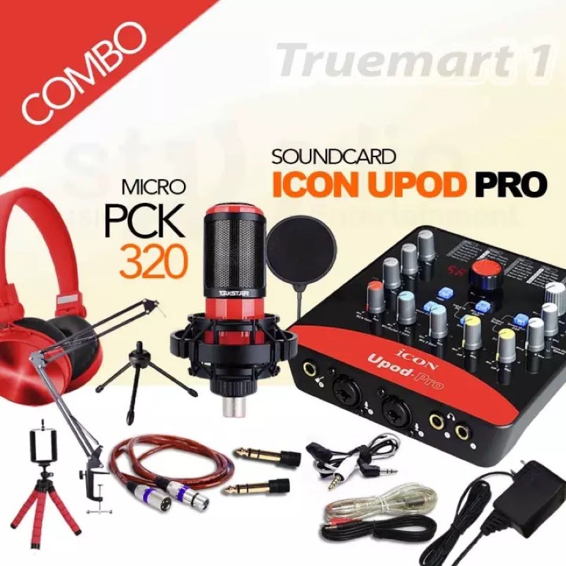 Combo Hát Thu âm livestream Tốt nhất icon upod pro kèm mic PC K320 đầy đủ phụ kiện bh