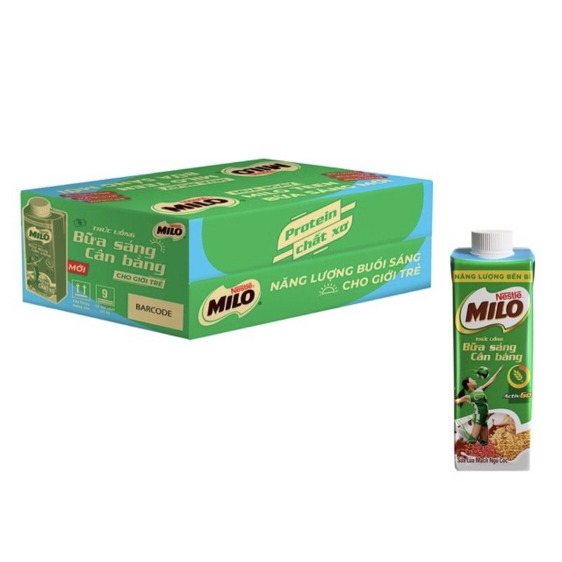 Combo 6 hộp sữa milo ít đường  200ml nắp vặn