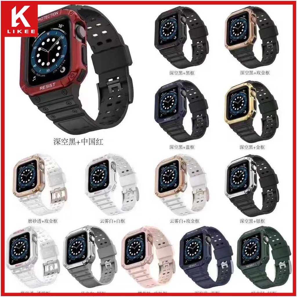 Dây Đeo + Ốp Bảo Vệ Chống Va Đập Cho Apple Watch Series 7 6 5 4 3 2 1 SE 41mm 45mm SE 6 5 4 iWatch 41mm 45mm 38mm 40mm 42mm 44mm