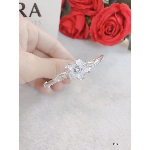 Lắc tay nữ bạc ta mặt hoa đính đá siêu xinh - Kho sỉ bạc Nhất Linh