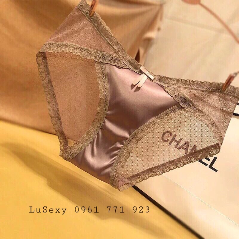 QUẦN LÓT NỮ SEXY CAO CẤP - Quần lót ren phối lụa sang chảnh màu hồng, đen, nâu, xám | BigBuy360 - bigbuy360.vn