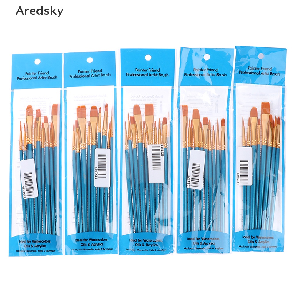 Bộ 10 Cọ nylon Vẽ Màu Nước Acrylic Kèm Móc Đa Năng