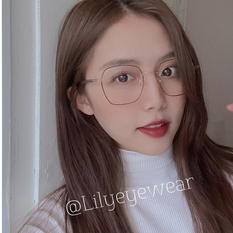 Gọng kính thời trang nam nữ LILYEYEWEAR mắt vuông kim loại thanh mảnh giả cận 1017 | BigBuy360 - bigbuy360.vn