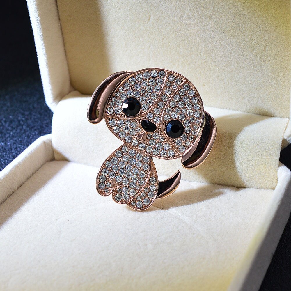 Ghim Cài Áo Hình Cún Cưng Đính Đá Nhân Tạo Thời Trang