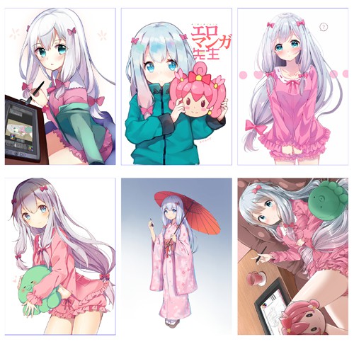 Poster  anime manga  Eromanga sensei meownime (combo 4 tấm hình a4)