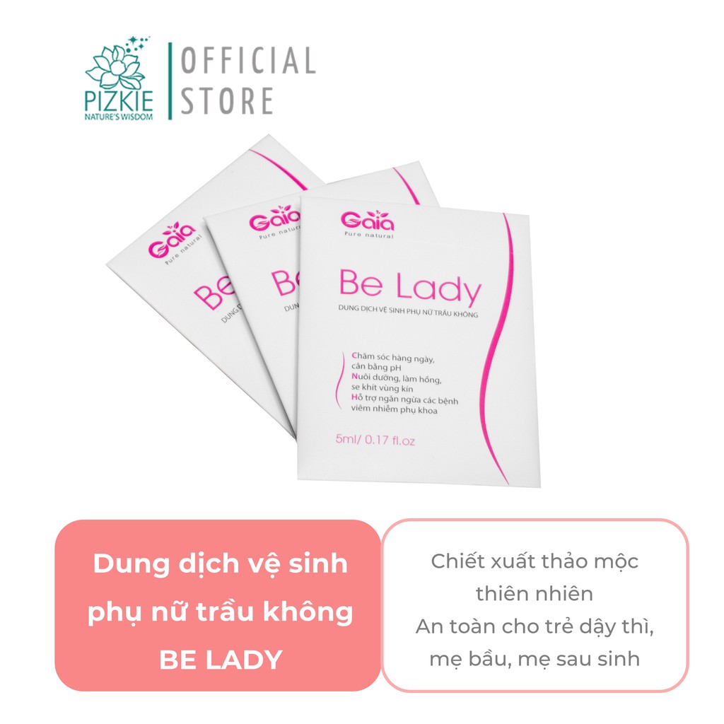 Combo 3 Gói Dung Dịch Vệ Sinh Phụ Nữ PIZKIE Be Lady Dung dịch vệ sinh phụ nữ trầu không 5ml