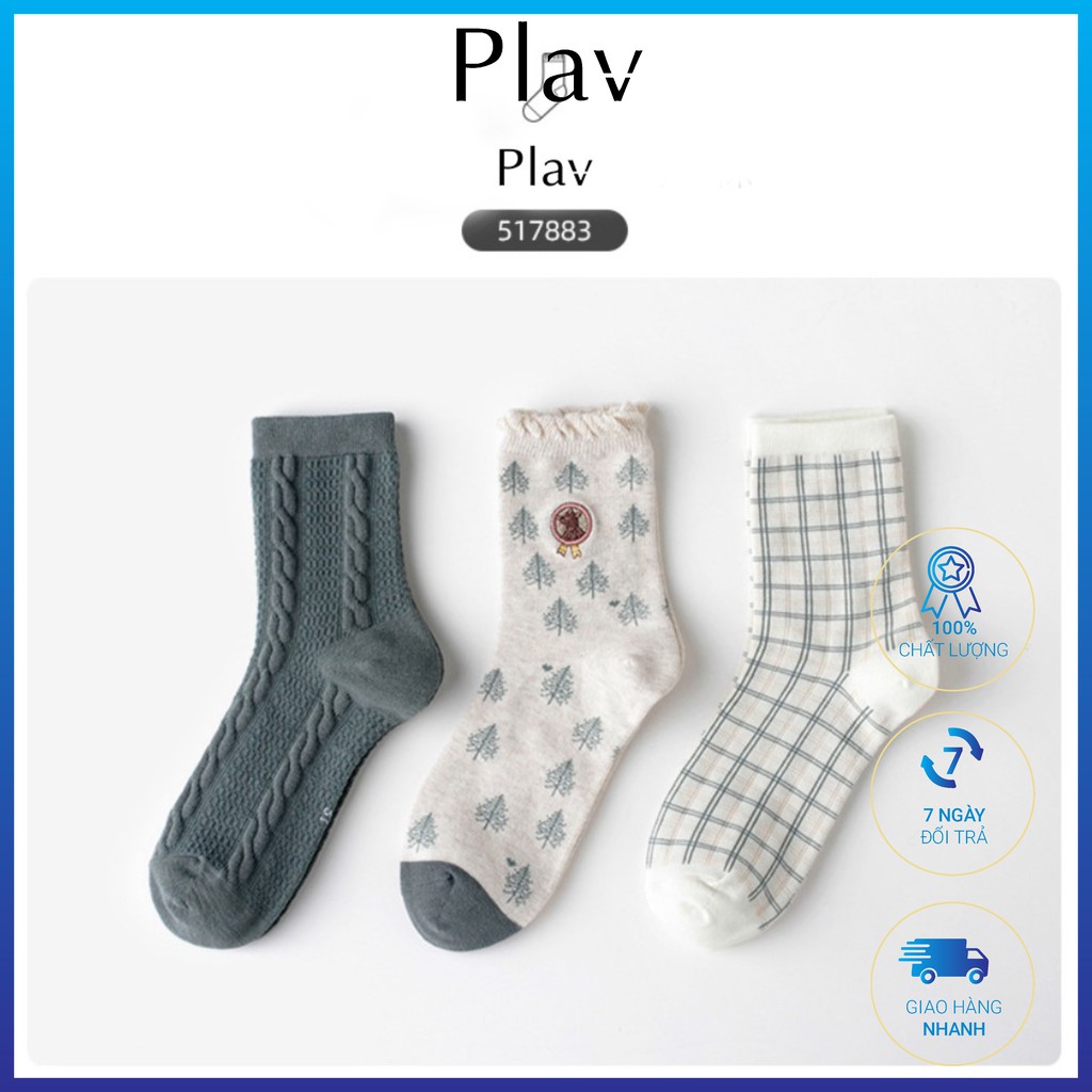 Set 3 đôi tất - vớ nữ cổ cao chất liệu cotton nhiều màu cute phong cách Hàn Quốc [ 𝐟𝐨𝐫 𝐖𝐨𝐦𝐞𝐧 2021 𝐂𝐨𝐥𝐥𝐞𝐜𝐭𝐢𝐨𝐧 ]