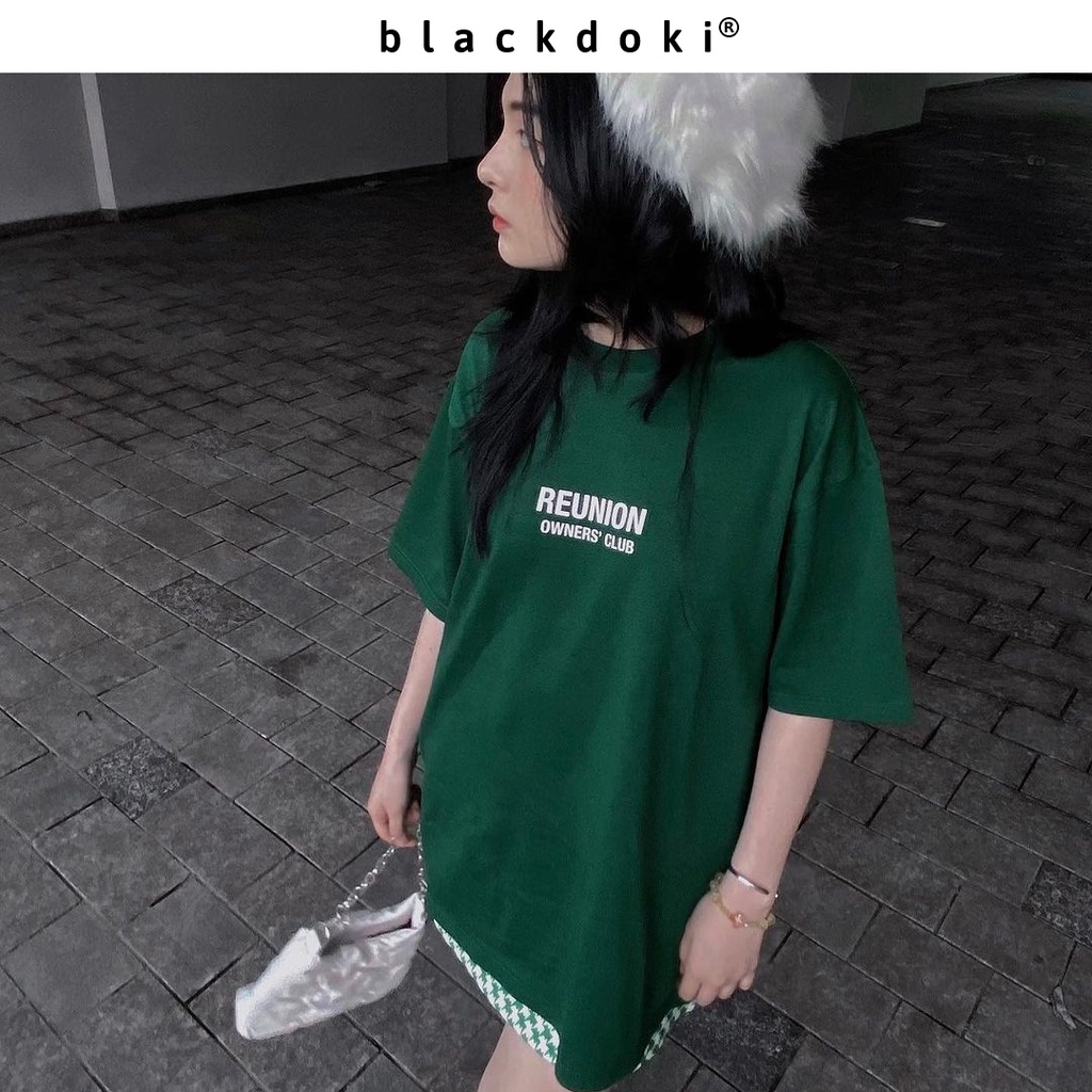 Áo thun nữ BLACKDOKI-PLEASURE , áo phông xanh lá cá tính hiện đại chất cotton dày dặn basic