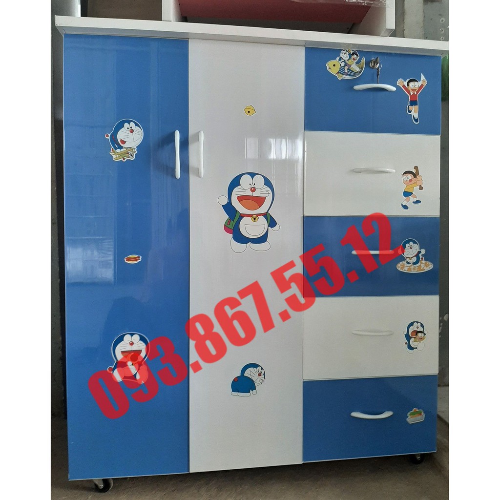 TỦ QUẦN ÁO NHỰA DÁN HÌNH DORAEMON CHO BÉ TRAI