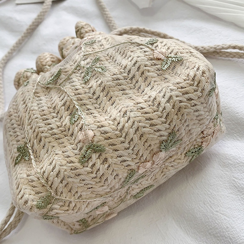 Túi Xách Đan Lát Dây Rút Thời Trang Nữ Tính