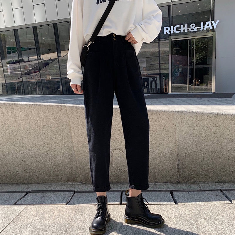 Quần lưng cao màu đen thời trang Hàn Quốc trẻ trung