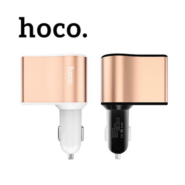 Tẩu sạc xe hơi hoco Z10 có màn hình LCD 2 cổng USB và thêm 1 cổng cắm tẩu sạc phù hợp mọi ô tô