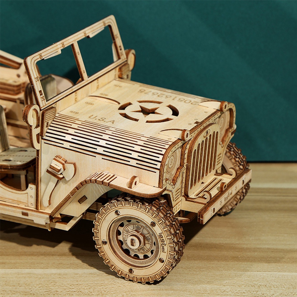 Đồ chơi gỗ lắp ráp 3D mô hình xe Jeep cắt laser Birkeetoys