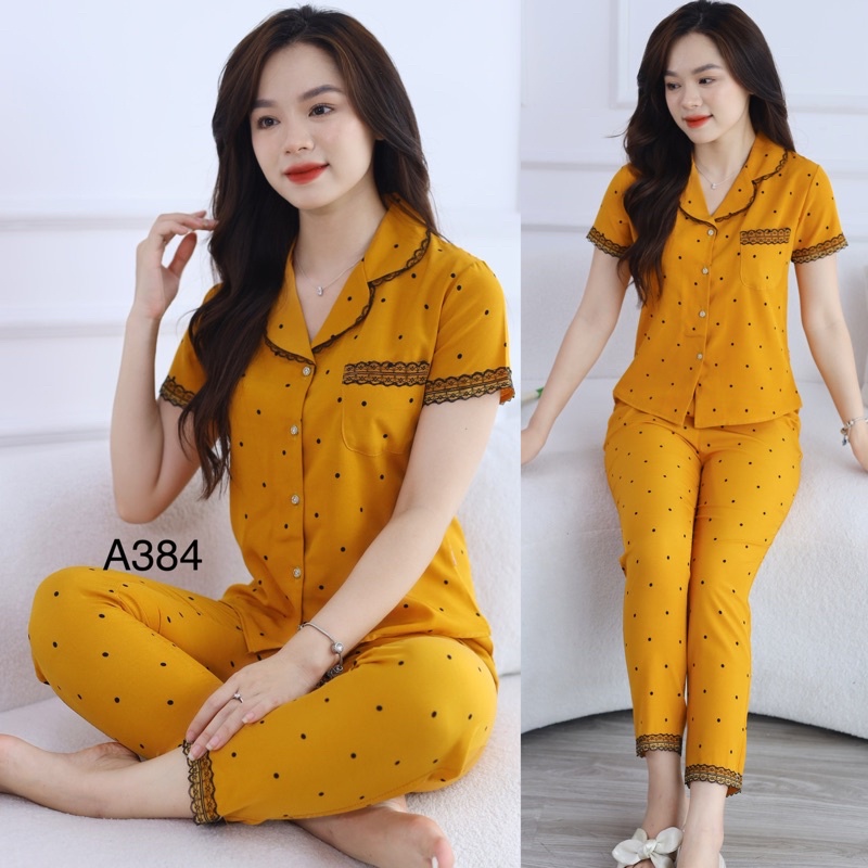Bộ Mặc Nhà Nữ pzm kẻ đỏ, chất mềm mát, mặc sau sinh