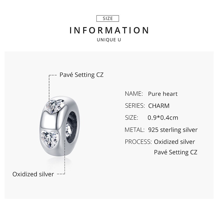 Hạt xỏ BAMOER SCC791/ SCC1930/ SCC1842/ SCC1931/ BSC458 bạc 925 đính đá dành cho làm trang sức thời trang DIY