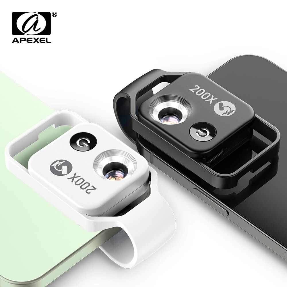 Ống Kính Phóng To 200x APEXEL HD Có Đèn LED Cho Điện Thoại iPhone Samsung