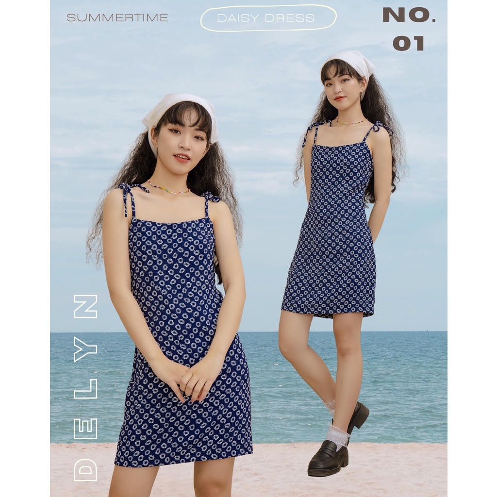 DELYN - Đầm hai dây hoa