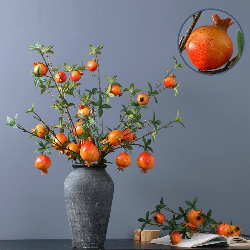 Quả lựu giả cành lựu giả may mắn, phú quý tài lộc quả to đẹp cao 90 cm