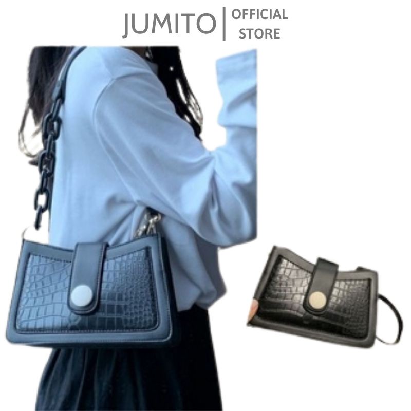 Túi xách nữ đeo chéo kẹp nách cầm tay cúc gỗ basic Quảng Châu JUMITO SB100