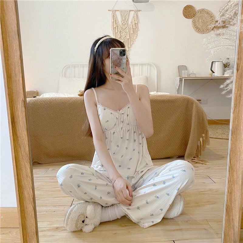 [SẴN XANH]  Set đồ ngủ 3 chi tiết chất vai thun co giãn | BigBuy360 - bigbuy360.vn