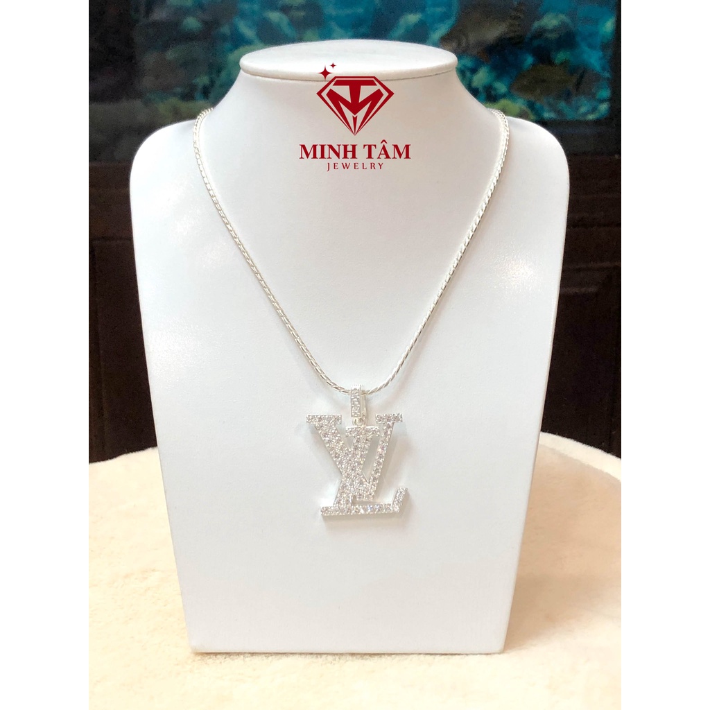 Mặt dây chuyền LV bạc ta size to,Bộ dây chuyền bạc mặt LV size đại cho nam-Minh Tâm Jewelry