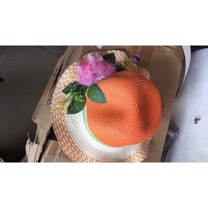 Mũ,nón vành rộng phối hoa cho bé