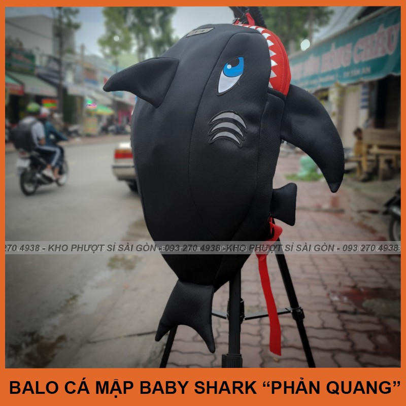 [NEW2020] Balo cá mập, khủng long phản quang đựng nón bảo hiểm SWAT màu đen - Balo cá mập SWAT phản quang đi học