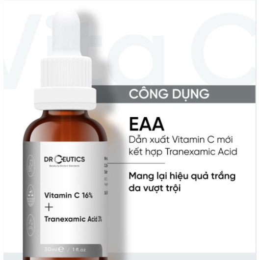 Combo 2 Sản Phẩm Làm Đều Màu, Dưỡng Sáng Da Drceutics (B5 Dexpanthenol 10% 30ml, Vitamin C 16% 30ml)