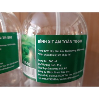 BÌNH XỊT TRONG SUỐT ĐỨC ĐẠT 0,5L