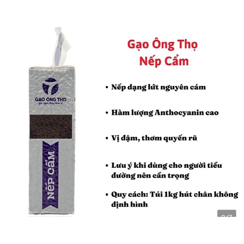 Gạo nếp cẩm -nếp than ông  thọ túi 1kg tốt cho người bệnh dạ dày