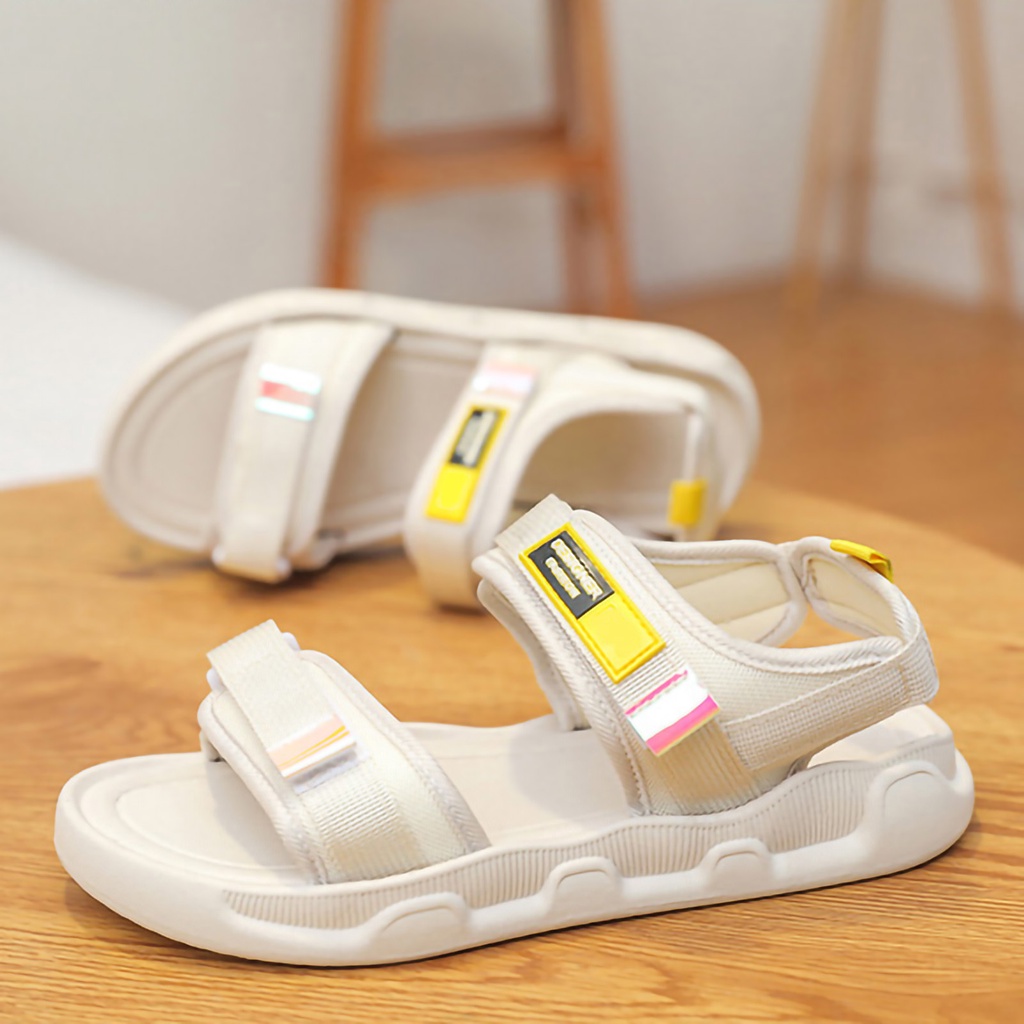 Neon074 Giày bánh mì Air đế bằng phối khóa dán phong cách hàn quốc cho nữ - mềm mại thoải mái cho mùa hè