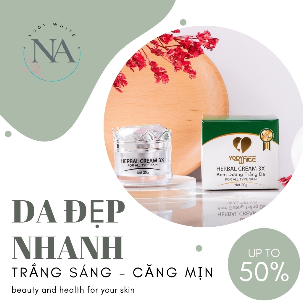 Kem dưỡng trắng da mặt HERBAL CREAM 3X  giúp da mịn màng bật tông